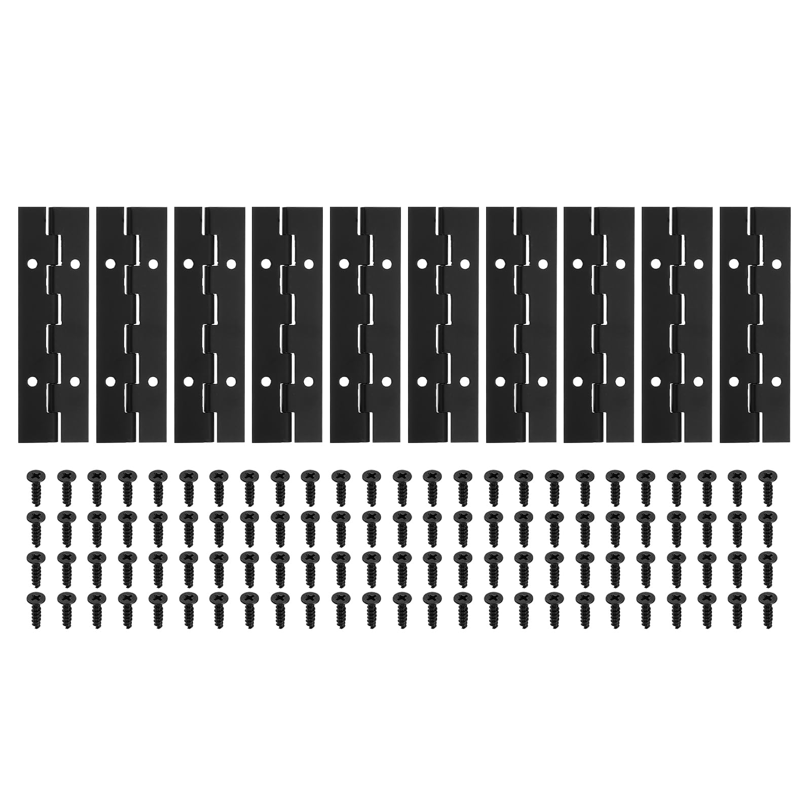 PATIKIL 4x1.2 Inch Piano Hinge,10 Pcs 304 Stainless Steel Continuous Hinge with Holes for Piano Gate Door Wooden Storage Box Cabinet Boat,Black