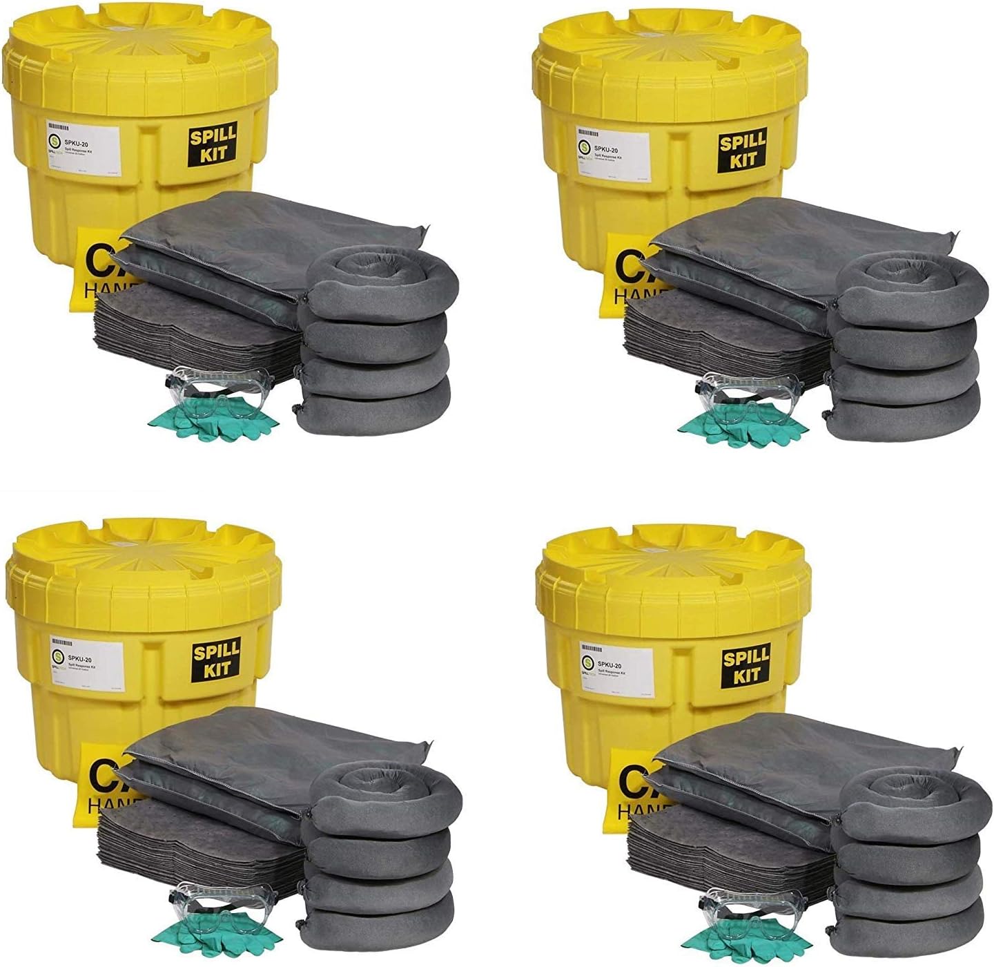 SpillTech Universal Overpack Salvage Drum Spill Kit, 20 Gallon, 43 Pieces (SPKU-20) (Pack of 4)