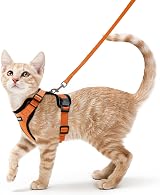 rabbitgoo Cat Harness and Lead Set XS Orange Reflective Adjustable Escape Proof