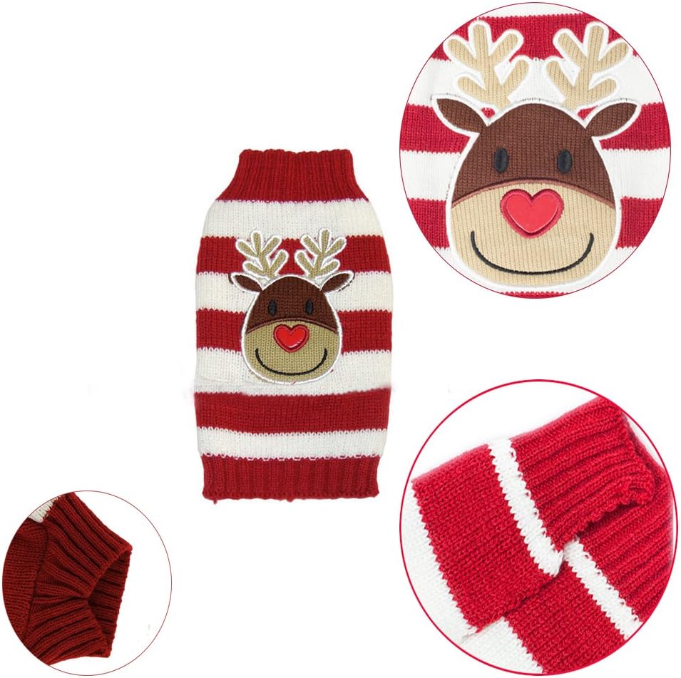 DELIFUR Holiday Xmas Christmas Reindeer Sweater Dog Sweater Pet Clothes for Small Dog and Cat (Cute Reindeer, S) - Image 5