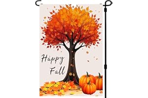 BLESHOPE Fall Garden Flags 12x18 Inch -Double Sided Heavy Duty Small Autumn Tree Pumpkin Holiday Yard Flags UV protection Fade Resistant for Holiday Decoration Outdoor