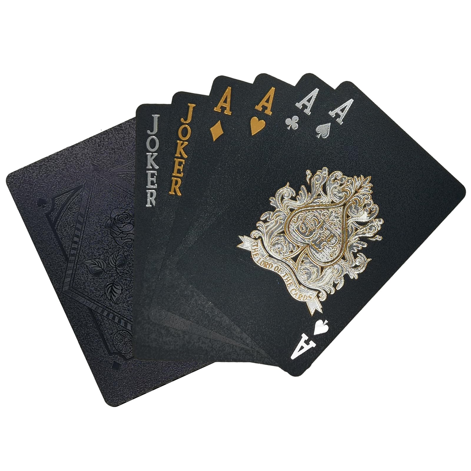 Lahviuu Playing Cards,54 Sheet Black Deck of Poker Card Waterproof Plastic Standard Playing Cards,for Family Party BBQ Gatherings,Black Rose