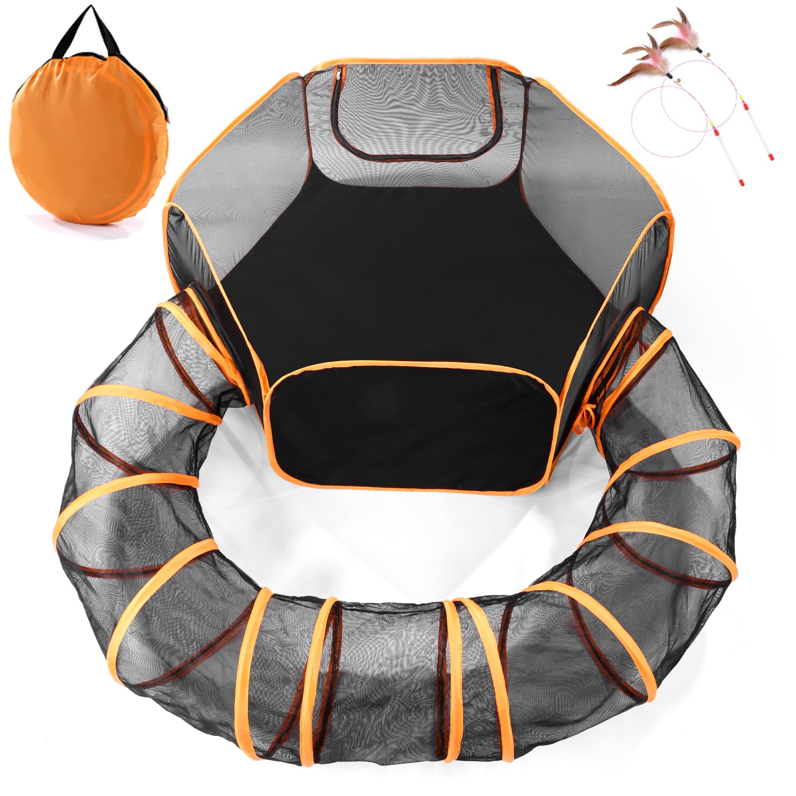Odoland Large Pet Tunnel Cat, Foldable Small Animal Playpen Outdoor Cat Enclosure Tunnel Protable Dog Playpens Indoors for Hamster, Guinea Pig, Rabbit