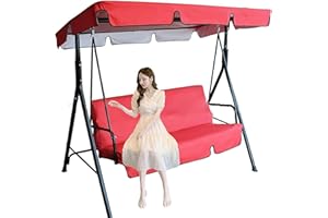 YCHUNP Swing Canopy Replacement Cover and Swing Cushion Cover Waterproof 2 and 3 Seater Swing Top Cover and Chair Cover Garden Outdoor Patio Swing Seat Cover Replac, Red