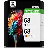 68 Ink Cartridges for Envy 6555e 6155e Ink Compatible with HP68 Ink 68e 68XL Ink Cartridges Combo Pack Replacement to use with Envy 6552e 6152e 6558e 6552 e 6555 e 6500 e 6100 e (1 Black, 1 Tri-Color)