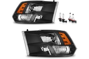 KarSpareHub Headlights Assembly with Bulbs for 2009-2018 Dodge Ram 1500 Headlamp Replacement Driver & Passenger Side (Not Fit