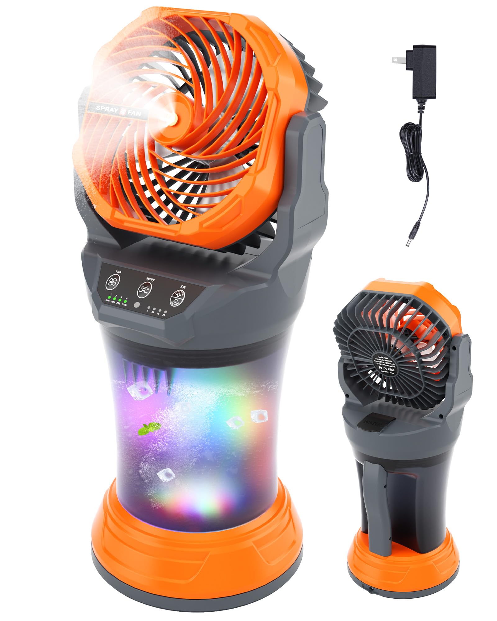 Photo 1 of TDLOL 30000mAh Misting Fan Portable Battery Powered Fan with 2L Water Tank,Portable Mist Cooling Fans for Outdoor Camping Tent Beach Travel-120°Auto Oscillating,4 Wind Speeds & Spray Modes,RGB Light