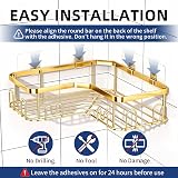 Menbyci 3 Pack Corner Shower Caddy Adhesive Stainless Gold 18 Hooks view 7