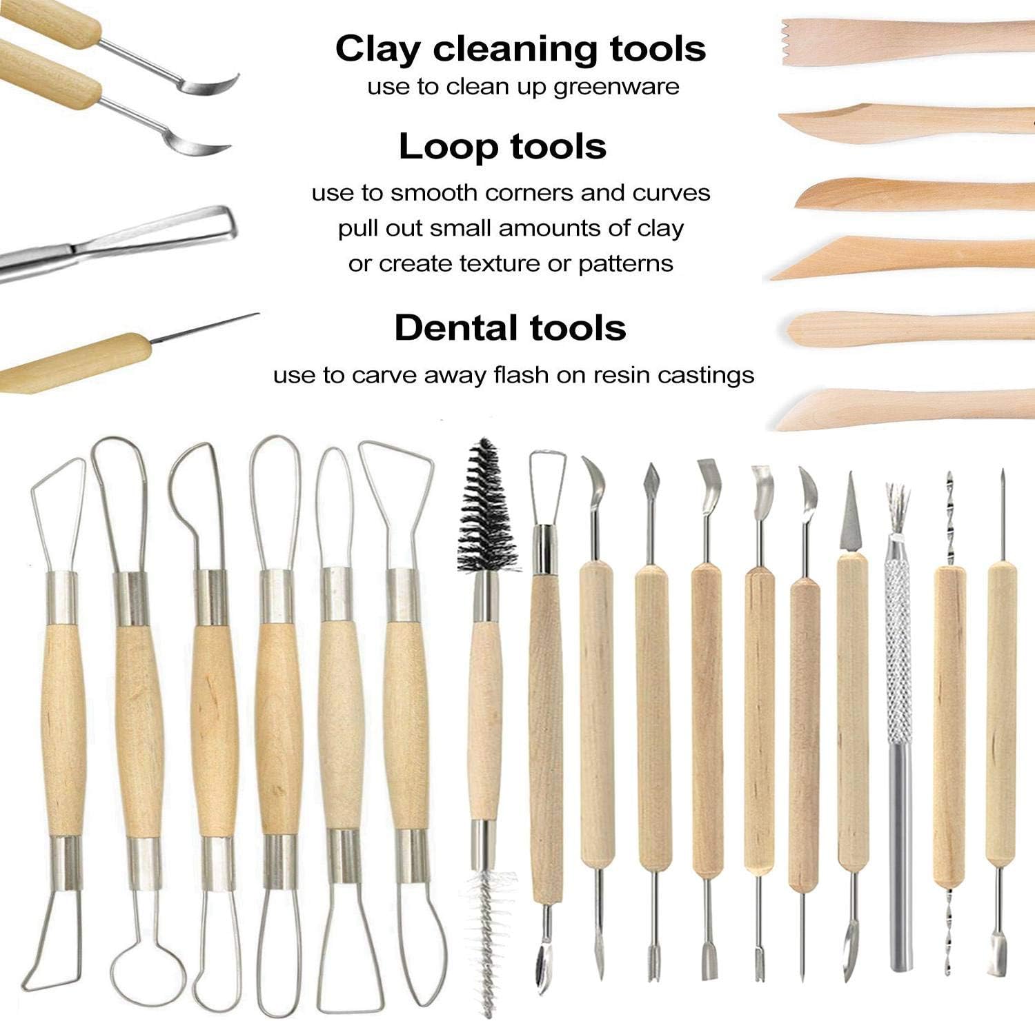Pottery Tools, 44PCS Ceramic Clay Sculpting Tools Set with Plastic Case, for Beginners and Professional Art Crafts, by Augernis