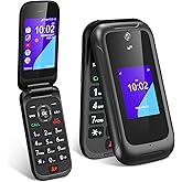 Gigglizio 4G Flip Phone Unlocked for Seniors &amp; Kids, 3.2+2.0 inch Dual Screen KaiOS Basic Phone for Travel, Large Battery, Supports AT&amp;T, T-Mobile (Black)