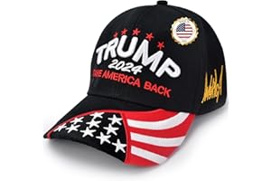 TGOOD Trump 2024 Hat Trump Merchandise Take America Back Slogan with USA Flag Embroidered Adjustable Baseball Cap for Women Men