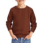 Haloumoning Boys Texture Sweater Kids Crewneck Long Sleeve Knit Pullover Sweater Fall Winter Clothes 5-14 Years