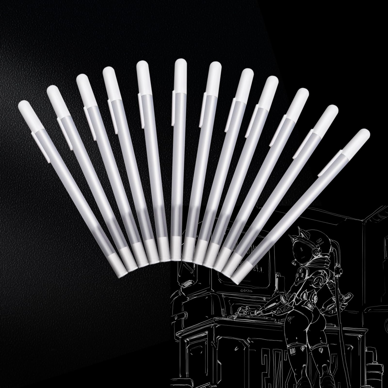 TOPBELIEF 12 Pcs White Gel Pens, Fine Point Gel Pen Set, White Pens for Art, 0.8 mm Sketching Pens, Highlight Drawing Pen for Black Paper, Drawing, Illustration, Notes