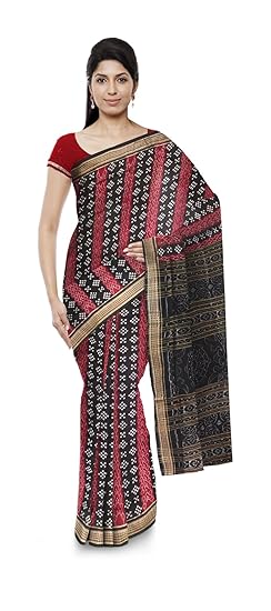 BOYANIKA Womens Ikat Cotton Saree (boyanika 22_Red)