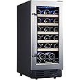 Mini Fridge, Kalamera 15" Wine Cooler Refrigerator, 30 Bottle Built-in/Freestanding Wine Fridge, Seamless Stainless Steel & D
