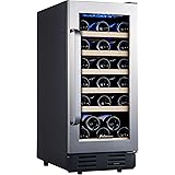 Mini Fridge, Kalamera 15" Wine Cooler Refrigerator, 30 Bottle Built-in/Freestanding Wine Fridge, Seamless Stainless Steel & D
