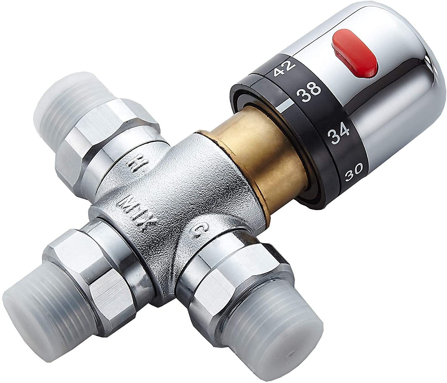 Gangang Mixer,Brass Tempered Valve, Lead Free Solid Brass, G1/2 NPS Male Connections with Check (Thermostatic Mixing)