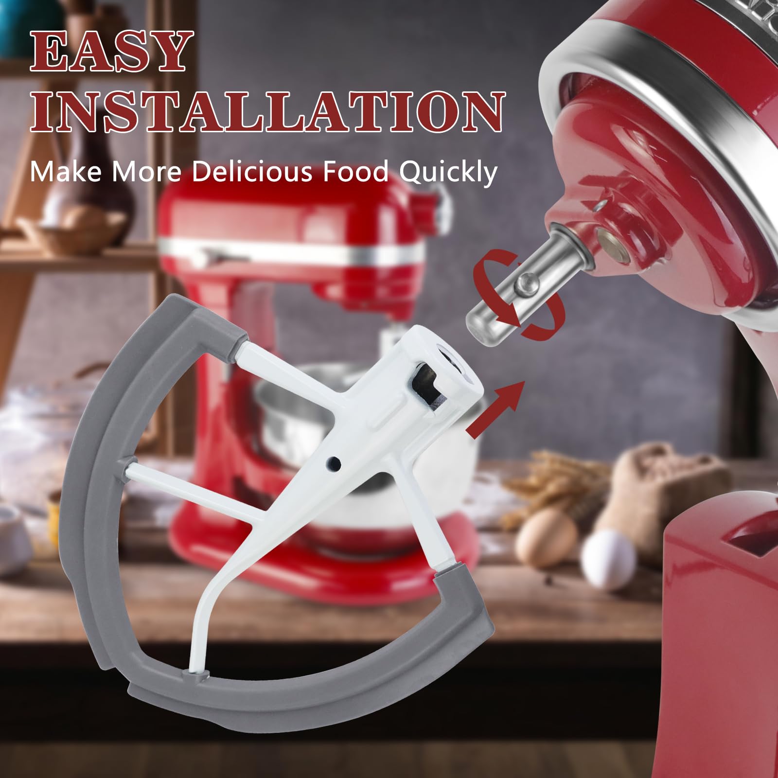 Flex Edge Beater for KitchenAid Mixer 6 Quart Bowl-Lift Stand Mixer with Silicone Edges For 6 QT Bowl-Lift Stand Mixer Accessories and Attachments