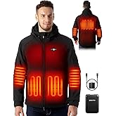 WASOTO Heated Jackets for Men with 9V 18400mAh Battery Pack Included Windproof Waterproof for Snowboarding