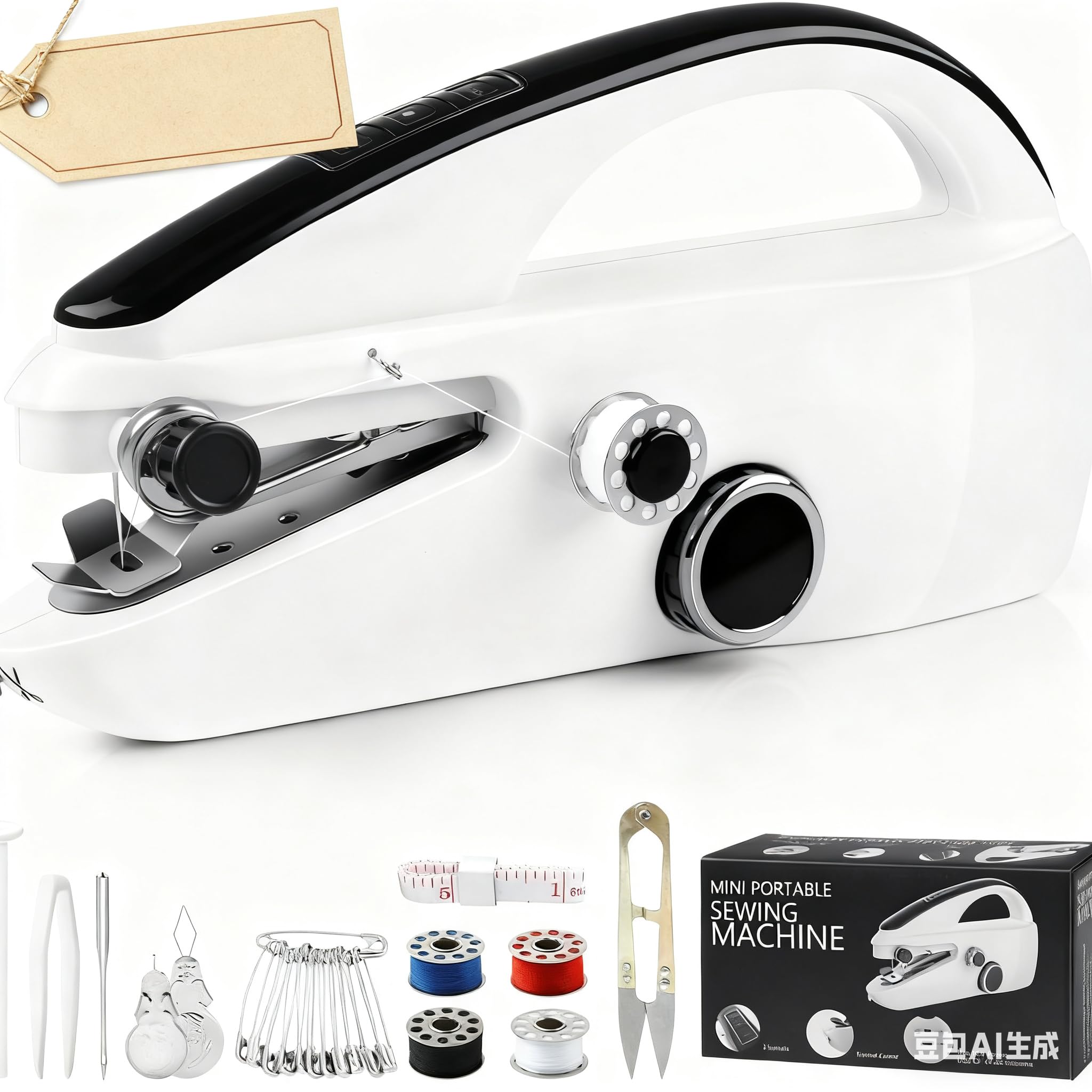 Photo 1 of *MINOR DAMAGE - USED*
Handheld Sewing Machine for Beginners: Easy to Use Dual Speed Portable Mini Sewing Machine for Hemming, Adults, Home, Travel and DIY, White