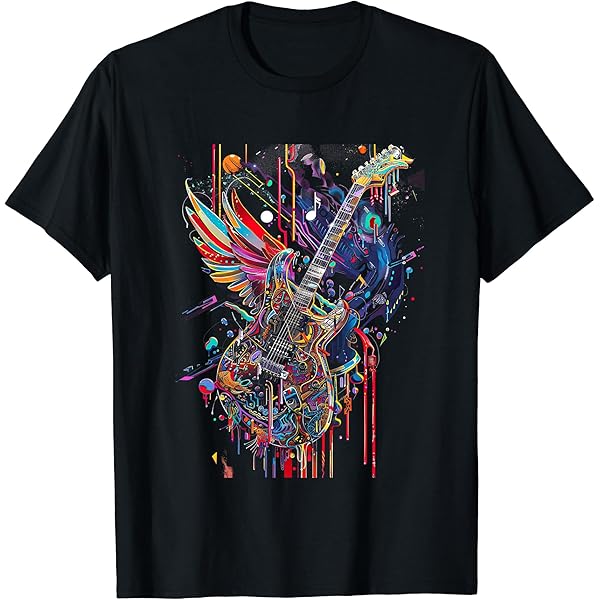 Amazon.com: Rock & Roll Guitar with Wings T-Shirt : Clothing