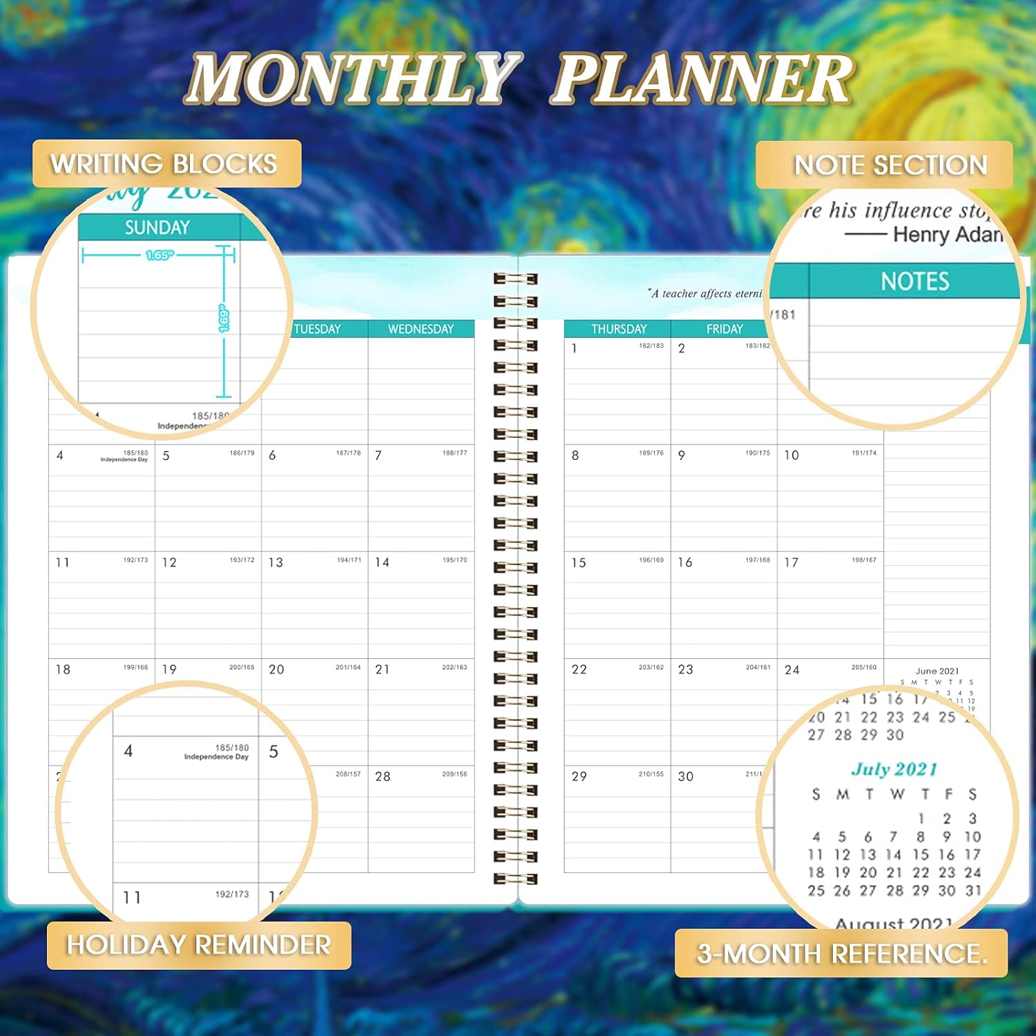 Teacher Planner 2021-2022 - Academic Planner from July 2021 - June 2022, 8'' x 10'', Lesson Plan Book, Weekly & Monthly Lesson Planner with Quotes : Office Products