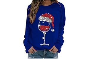 VOGFFR Christmas Sweatshirts for Women Oversized Graphic Pullover Long Sleeve Fleece Lined Shirt Winter Crewneck Sweatshirt