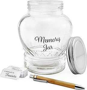 Darware Clear Glass Memory Jar, Family Keepsake Gift with 200 Write-On Tickets, Sharing Time “Count Your Blessings” Jar
