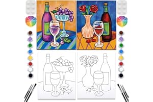 VALLSIP 2 Pack Paint and Sip Canvas Painting Kit Pre Drawn Canvas for Painting for adults Stretched Canvas Couples Games Date Night Afro Anniversary Gifts Couple Paint Party Favor(8x10)