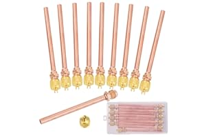 WISSCOOL 10PCS 1/4” HAVC AC Schrader Access Service Valve 1/4'' SAE x 1/4'' OD x 4.5'' Stem Core AC Refrigeration Kit for Vacuum System Refrigerator Charging (with Plastic Box)
