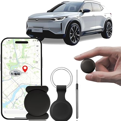 GPS Tracker for Cars – Compatible with Android & iOS, Strong Magnetic, No Monthly Fee, Waterproof, 365-Day Battery, Mini & Hidden Vehicle Tracker (Black 1 set)