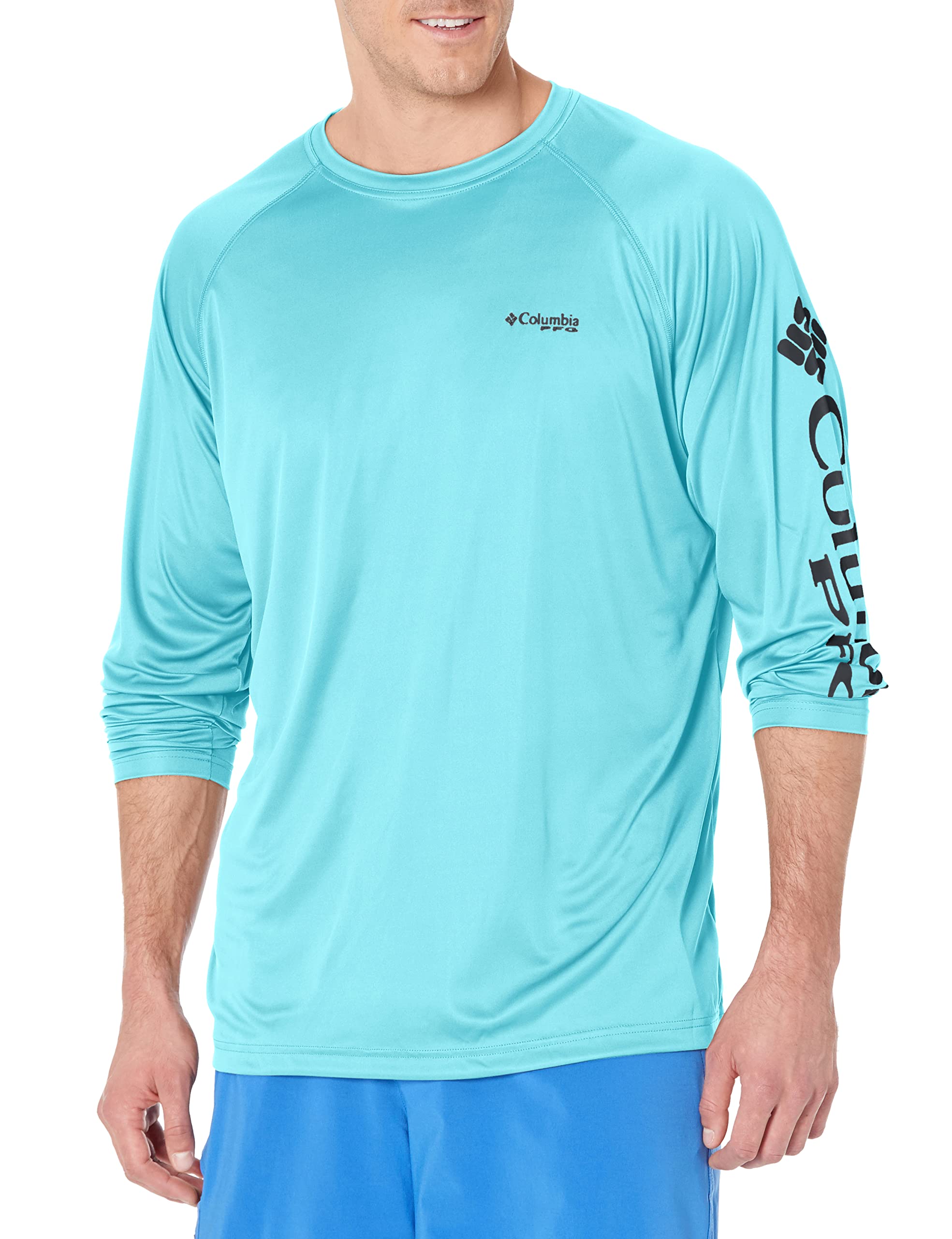 Columbia Men's Terminal Tackle Long Sleeve Fishing Shirt, Gulf Stream/Black Logo, 3X Tall Image Columbia Men's Terminal Tackle Long Sleeve Fishing Shirt, Gulf Stream/Black Logo, 3X Tall Image