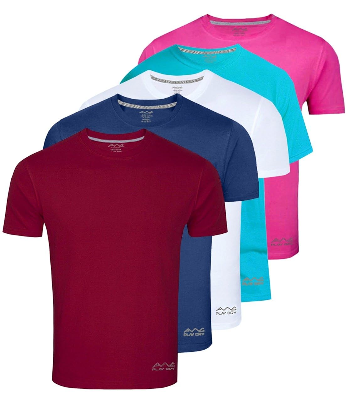 awg - all weather gear men's dryfit polyester round neck combo of 5 half sleeve t-shirts