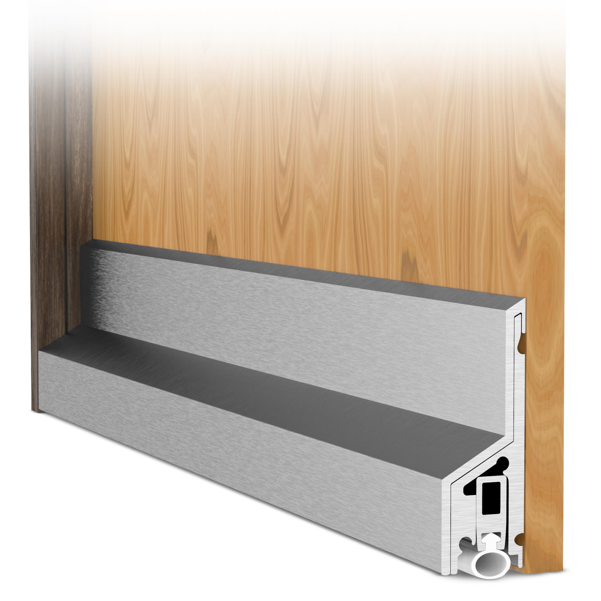 ALUMAT Aluminium Weather Leg I for Doors and Windows, with Profile Cover and Silicone Abrasive Seal, Weather Protection, Water Protection, Water Repellent, Draught Excluder, Door Seal, Window Seal
