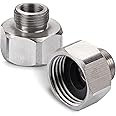 Kicimpro 1/2 to 3/8 Reducer, 3/8 Male to 1/2 Female Adapter Water Supply Line Hose Adapters Compression Fitting Brass 2 Pieces