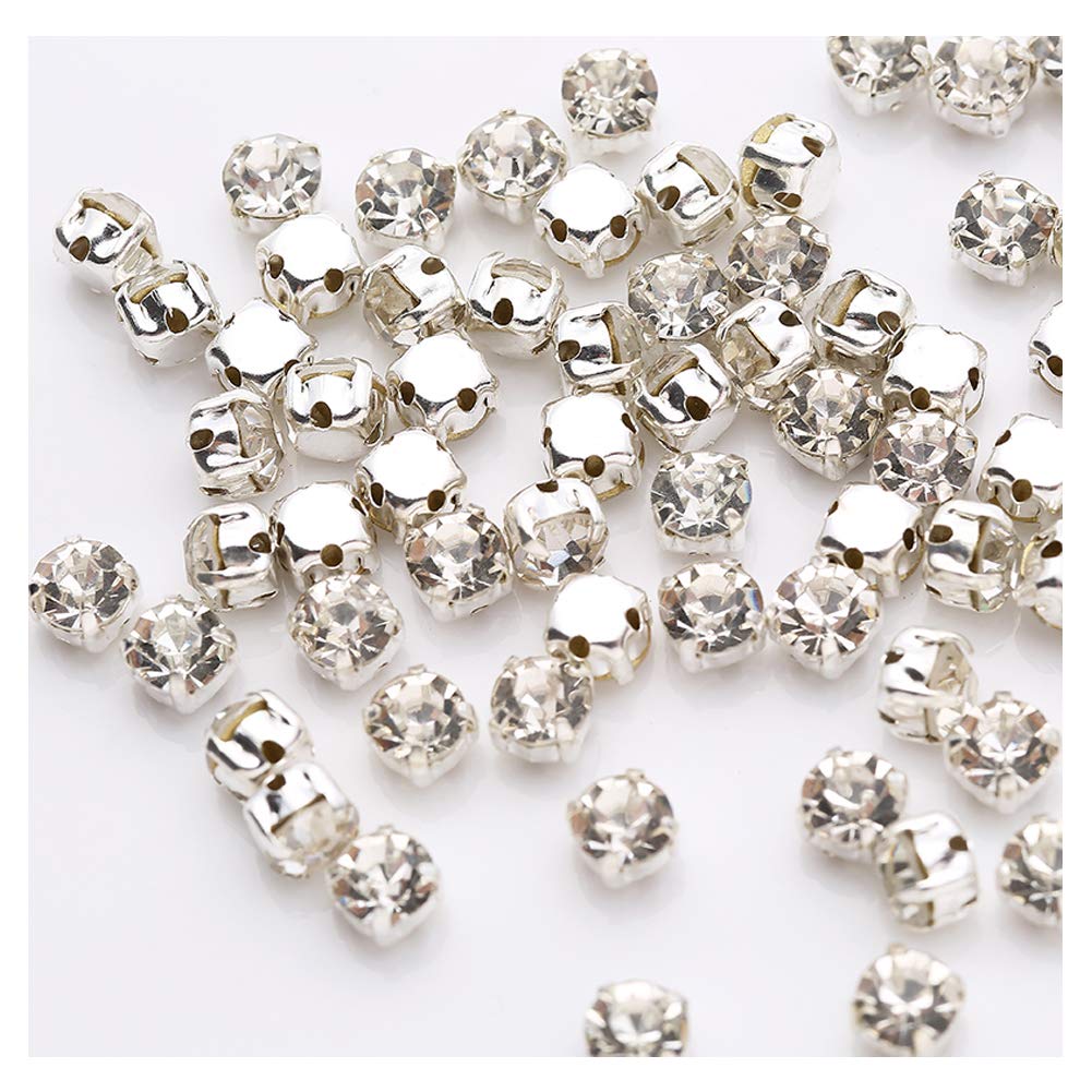 Pawkyjar Crystal Glass Claw Rhinestones Sew on Rhinestone for Crafts Clothes Wedding Dress 6mm