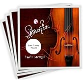 Top Race 4/4 &amp; 3/4 Violin Strings Replacement - Bronze Violin Strings Full Set - Violin String w/Ball Ends - Long-Lasting Silver-Wound Steel Strings - Warm Tone, Flexible - For All Levels