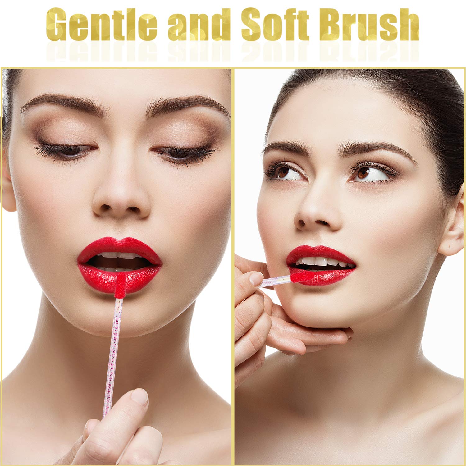 200 Pieces Disposable Lip Brushes Glitter Crystal Lip Brush Lip Gloss Applicators Lipstick Gloss Wands Makeup Brushes Tool Kits: Beauty