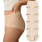 SHARICCA Seamless High Waisted Underwear for Women No Show Full Coverage Panties Nuage Microfiber Briefs Pack