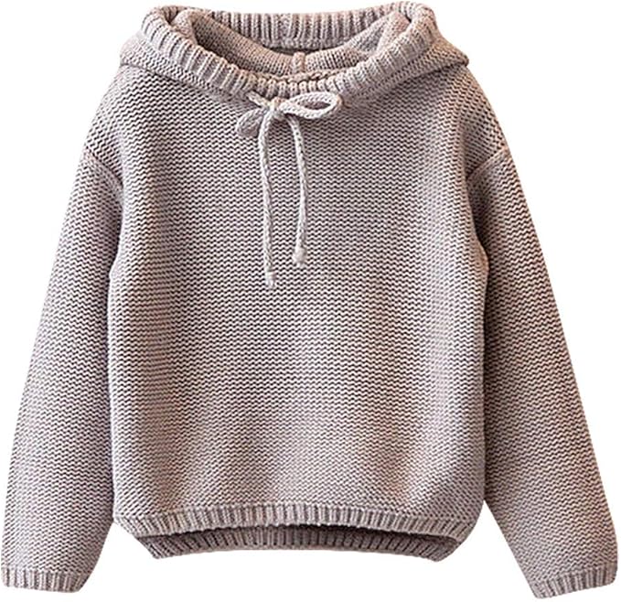 Amazon キッズ 女の子 セーター フード付き ニット プルオーバー 長袖 無地 カーディガン 暖かい パーカー おしゃれ かぎ針編み Tシャツ 秋冬 通園 通学 普段着 七五三 入学式 卒業式 新年 人気 子供服 可愛い ベビー トップス カジュアル 上着