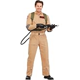 Mens Realistic Ghostbusters Costume Jumpsuit with Proton Backpack &amp; Accessories | Adult Ghost Hunter Halloween Outfit