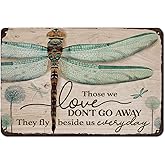 Flyhaw Creative Tin Sign Green Dragonfly Funny Novelty Metal Retro Wall Decor For Home Gate Garden Bars Restaurants Cafes Office Store Pubs Club Gift for Home Coffee Wall Decor 8x12 Inch