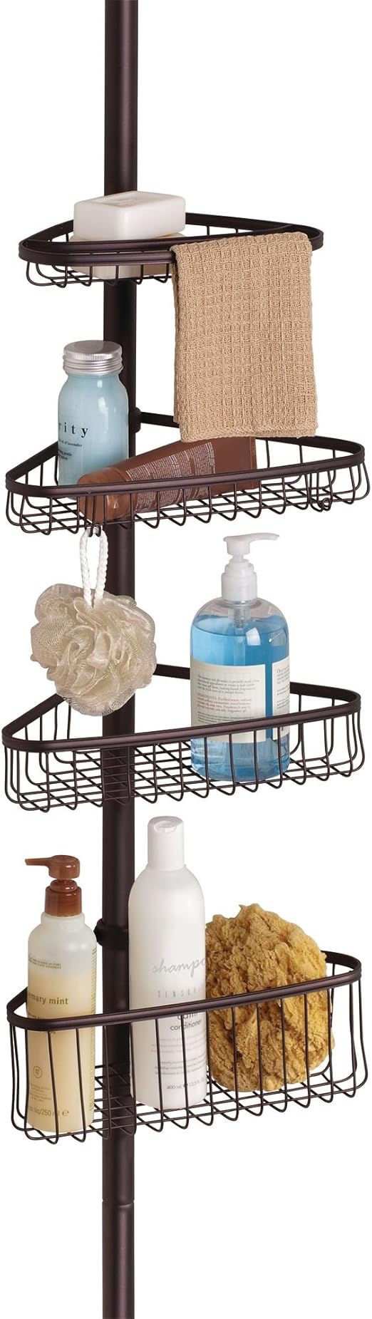 Amazon Interdesign 縦型 突っ張り棒 伸縮棒 シャワー コーナー バスケット付き York ブロンズej カーテンレール ポール オンライン通販