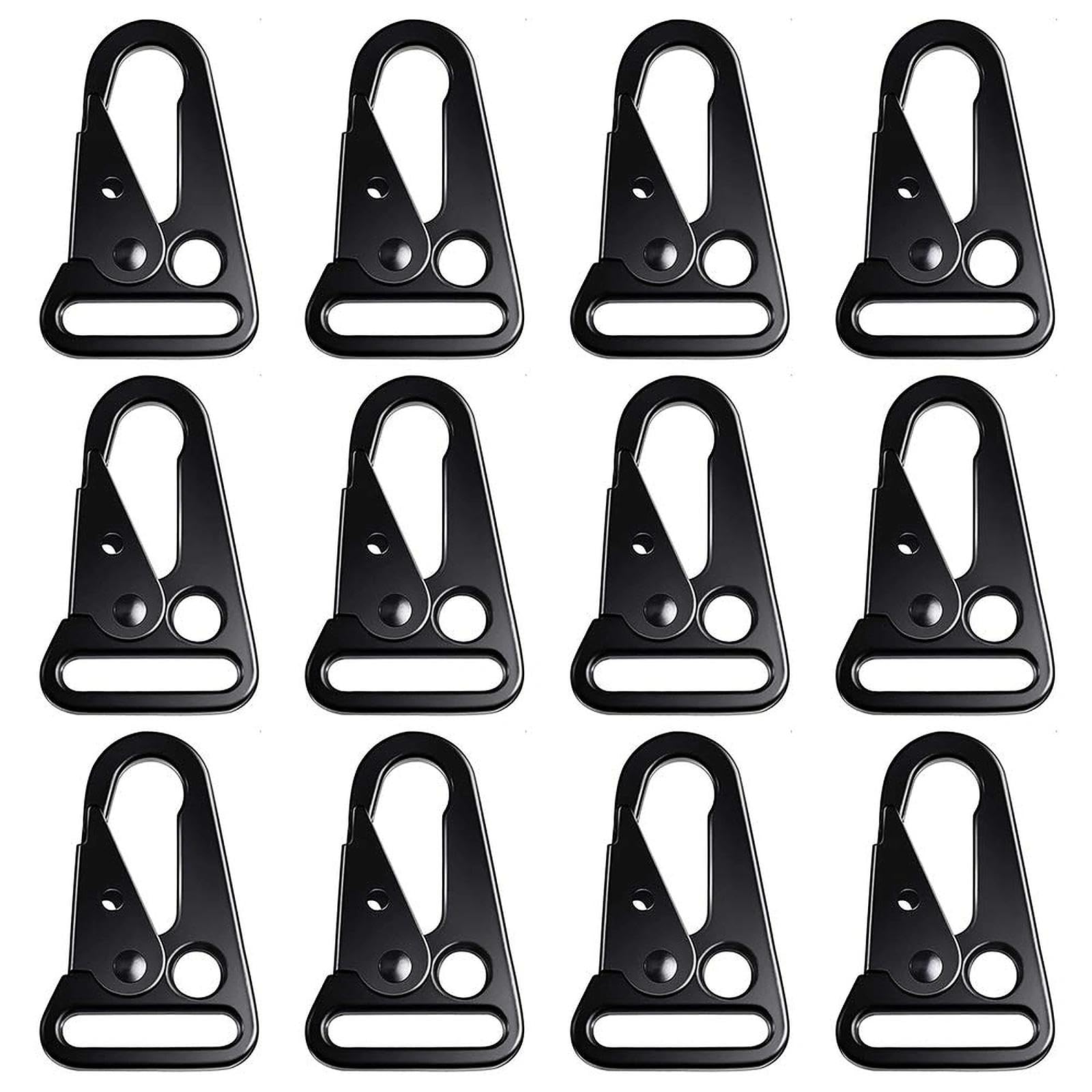CYUaoao 12Pcs Tactical Gear Clip Nylon Belt Webbing Carabiner Keyring Hook Holder Hanging Buckle with Metal Key Ring for Camping Hiking Traveling Outdoor Activity
