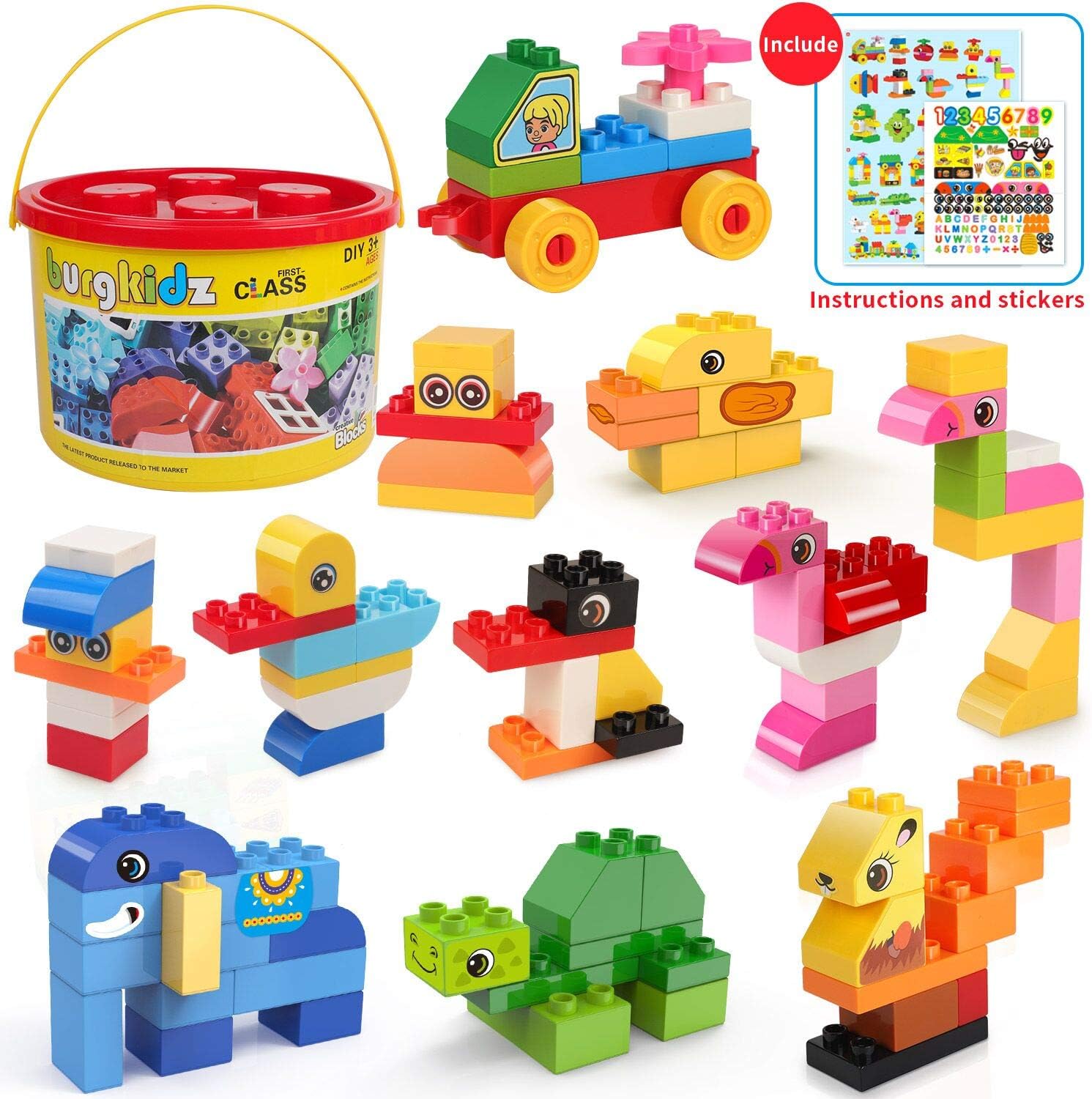 burgkidz 135 Piezas Grande Bloques de Construcción, con Cubo de