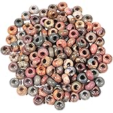 Nupuyai Pack of 30 Large Hole Stone Loose Beads for Jewelry Making, Polished Rondelle European Beads fit Charms Bracelet, Picasso Jasper