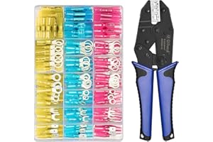 Crimping Tool Qibaok Ratcheting Wire Crimper for Heat Shrink Connectors with 250pcs Heat Shrink Wire Connectors for AWG 20-10