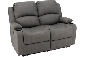 Camper Comfort 58" Wall Hugger Reclining RV Theater Seats | Double Recliner RV Sofa | RV Couch | Wall Hugger Recliner | RV Theater Seating | RV Furniture (Manual, Slate)
