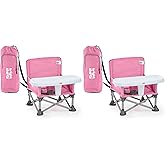 Bright Starts Pop 'N Sit Portable Booster, Indoor/Outdoor Use, Floor Seat with Feeding Tray, Pink, 6 Mos - 3 Yrs (Pack of 2)