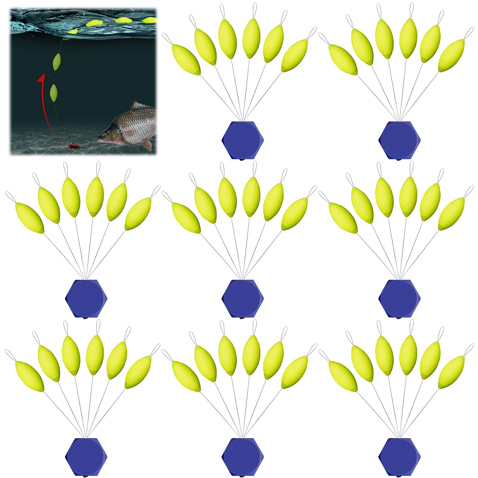 Regerly Fishing Float, 48Pcs EPS Foam Fishing Bobber 20mm*9mm, Trout Pilot, Fluorescent Yellow, Fishing Accessories